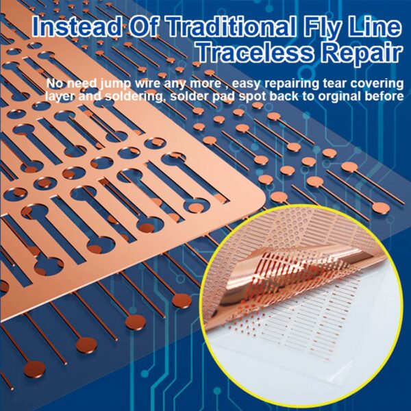 Lamina de cobre Wozniak IC-08A reparacion de pads sin jumper wire traceless repair