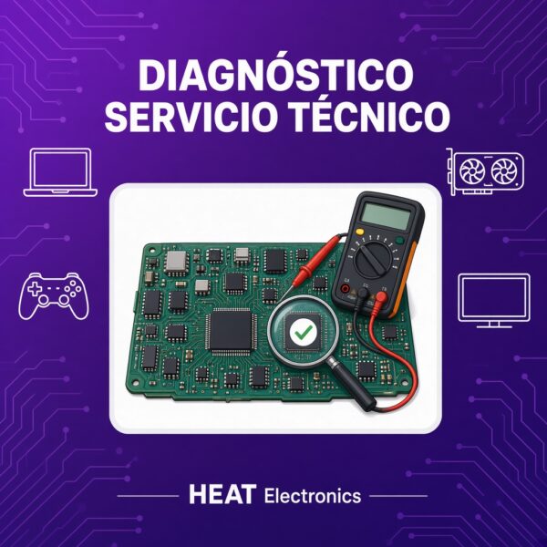 Diagnostico servicio tecnico HEAT Electronics: revision de placa con multimetro para notebooks, consolas, tarjetas de video y TV