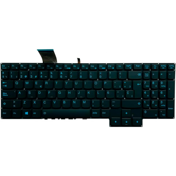 Teclado Lenovo IdeaPad Gaming 3 backlight azul español, vista frontal con tecla Ñ