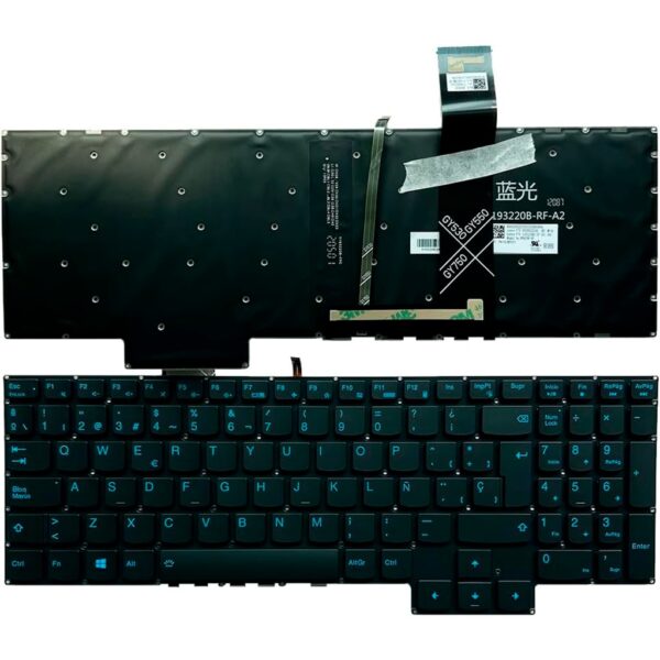 Teclado Lenovo IdeaPad Gaming backlight azul español, frente y reverso